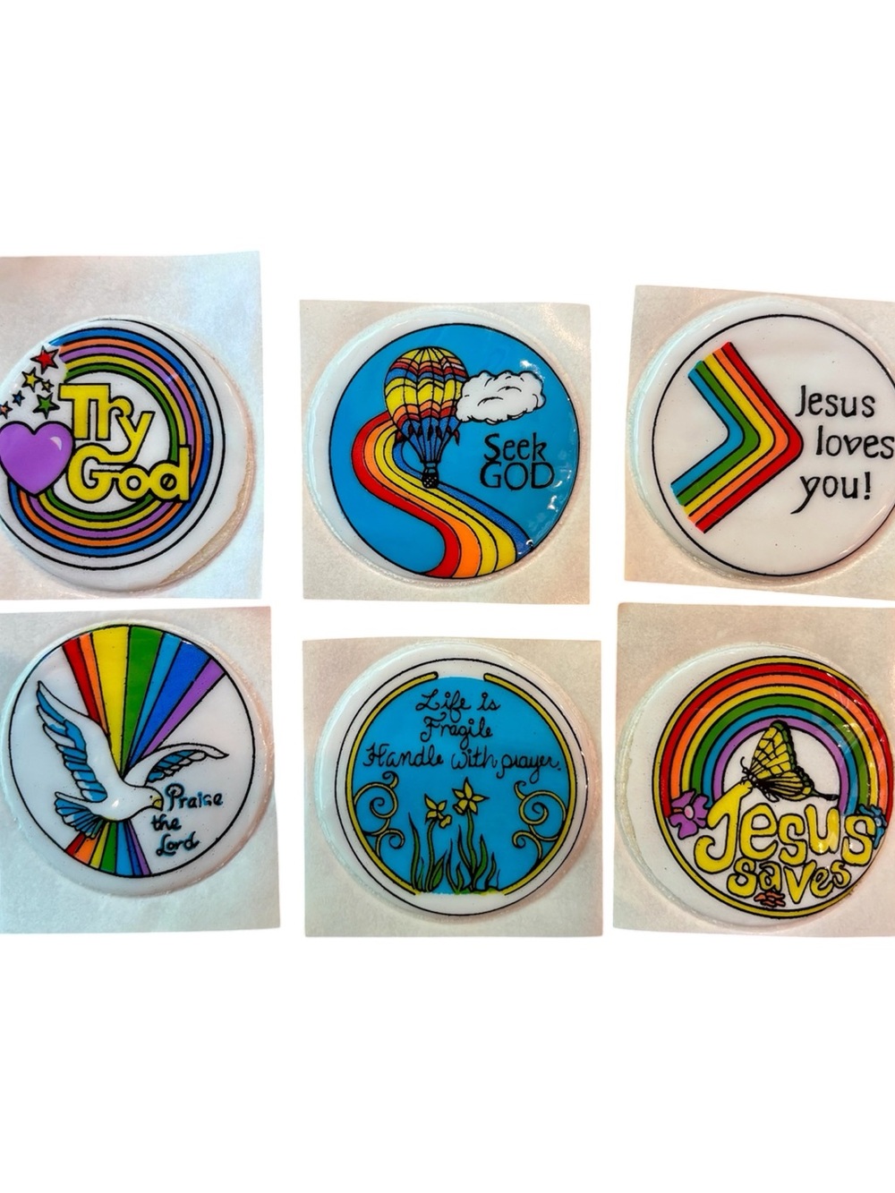Vtg Puffy Stickers Christian Rainbow 80s Jesus